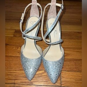 Jessica simpson silver sparkle heels
